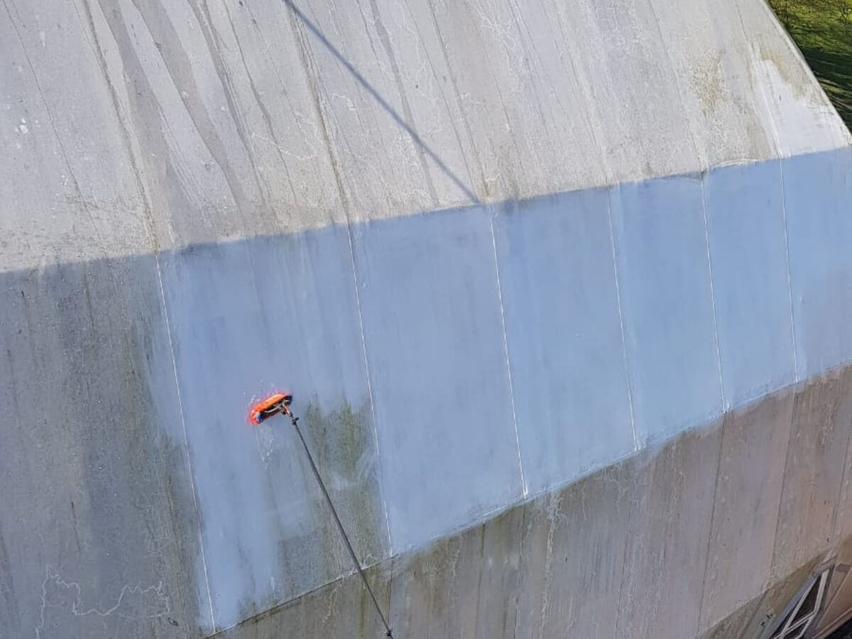 Commercial exterior cleaning of a large business premises by TLC Window Cleaning in Suffolk