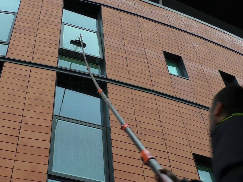 Commercial office building with professionally cleaned windows